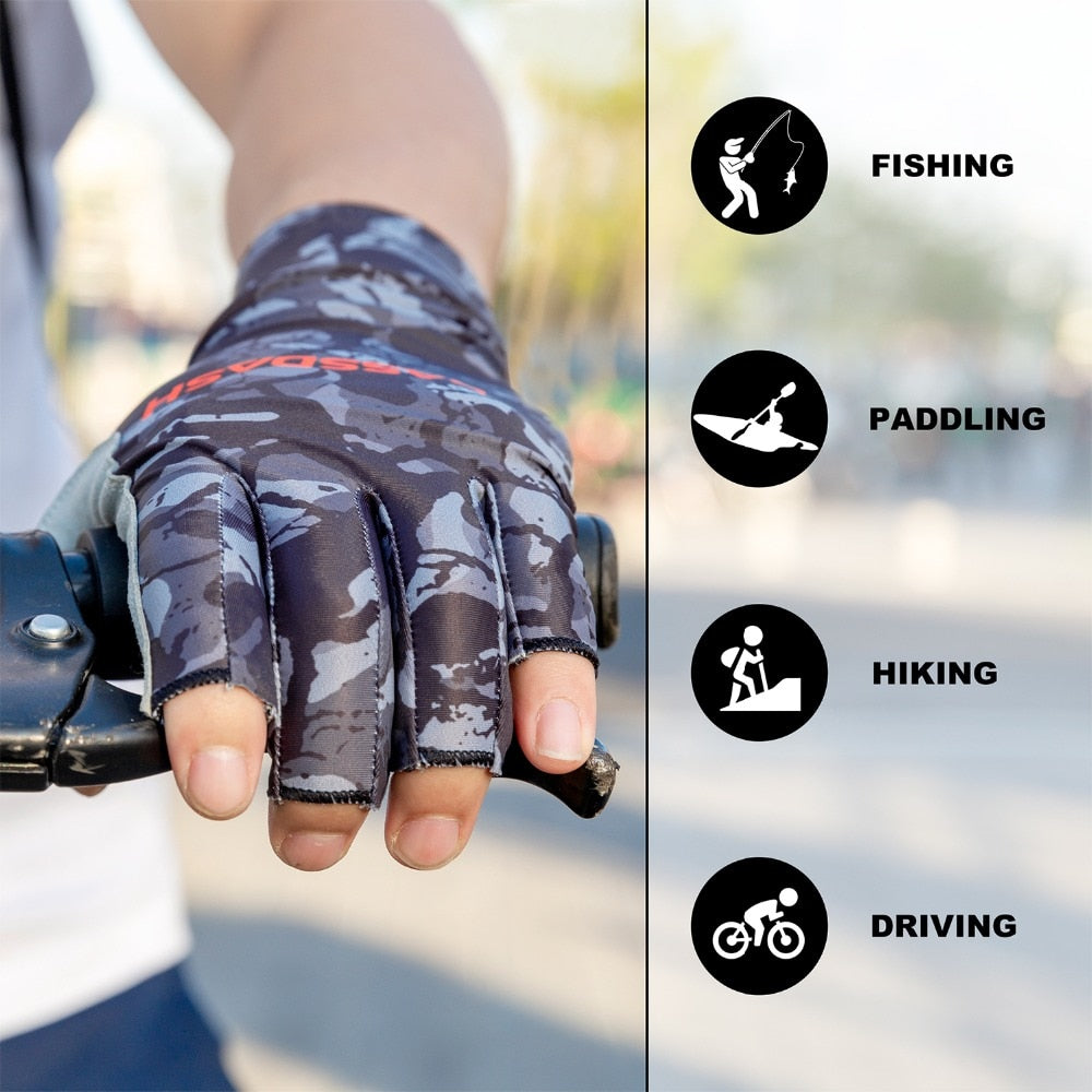 Bassdash ULTIMATE Sun Protection Fingerless Fishing Gloves UPF 50+ Men & Women UV Gloves for Kayaking Paddling Hiking Cycling