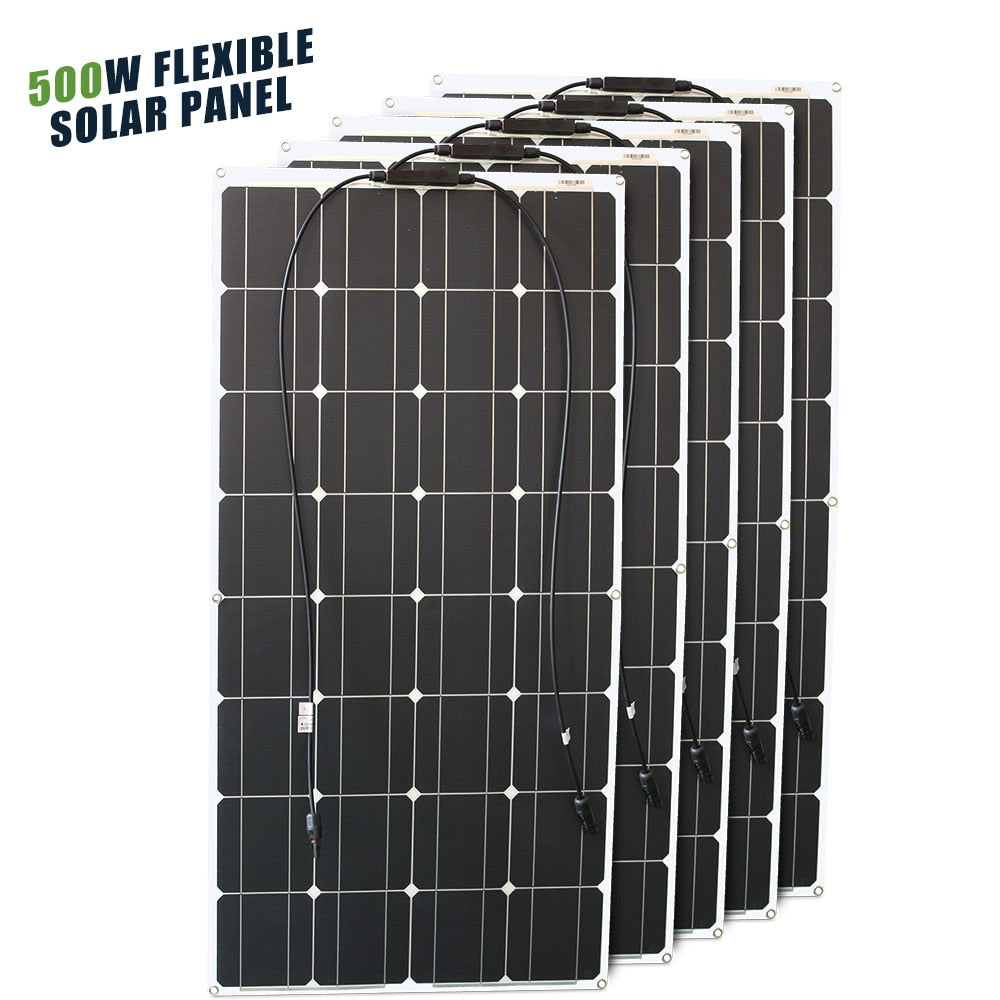 12V Flexible Solar Panel 600W 100W 200W 300W 400W 500W Bendable Waterproof Monocrystalline Best Solar Panel for RV Boat