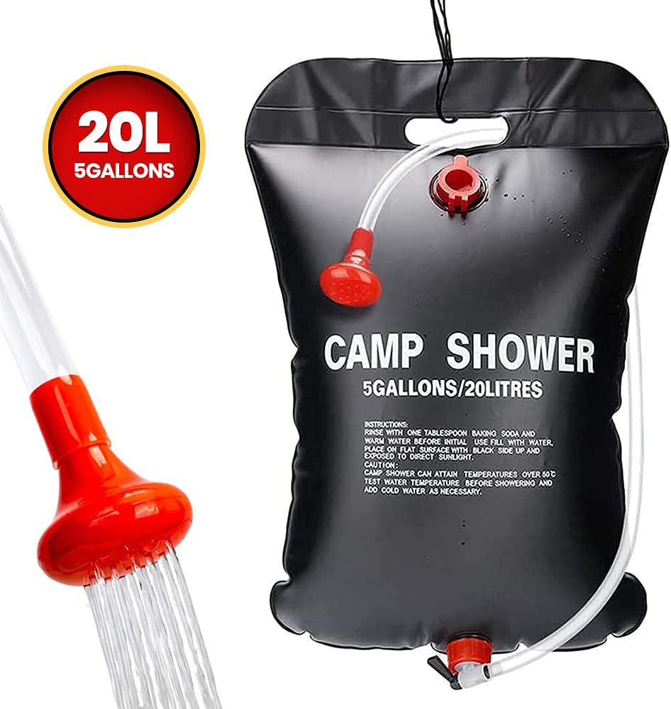 20L Portable Shower Bag with Switch Hose and Plastic Head for Washing