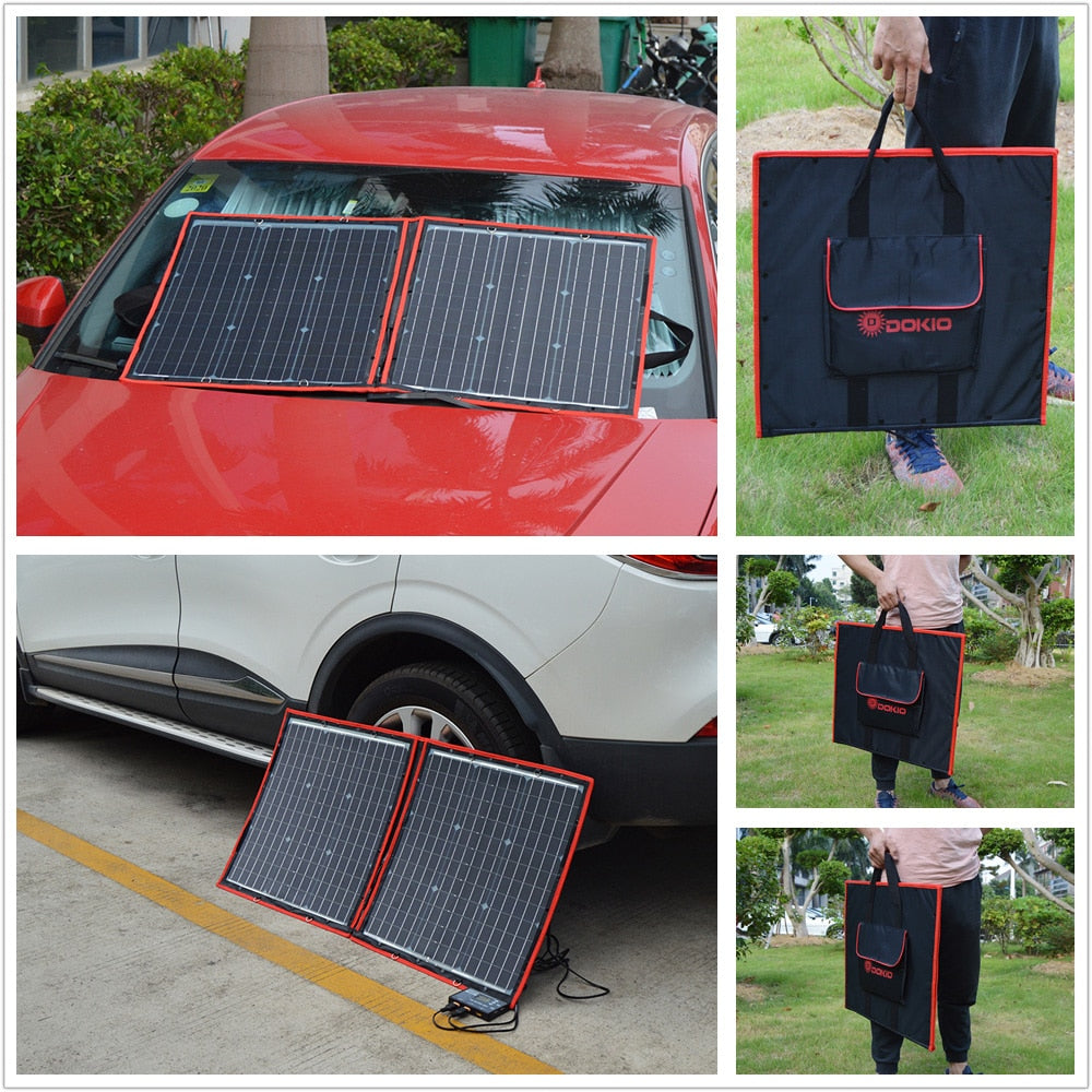 Dokio 80W Solar Panel 18V Flexible/Foldable Solar Panel USB Portable Solar Cell Kit For Boats/Outdoor Camping Solar Panel 12V