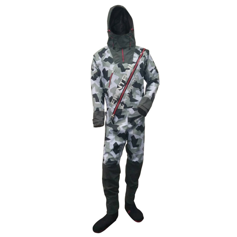 Waterproof Dry Suit One-piece Drysuit for Wading/Kayak/Canoe/ ATV/UTV/Water Sport Wader