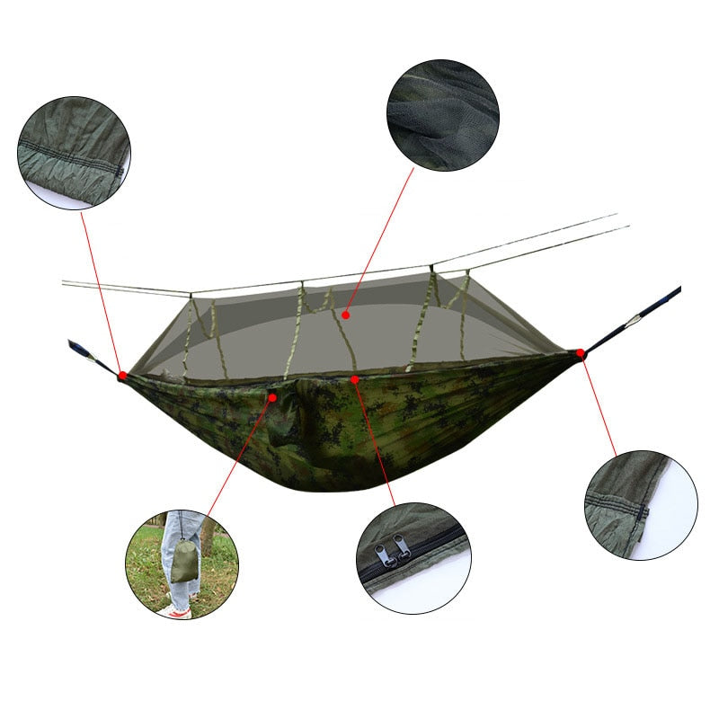 Portable Outdoor Camping Hammock 1-2 Person Swing With Mosquito Net Hanging Bed Ultralight Sleeping hammock