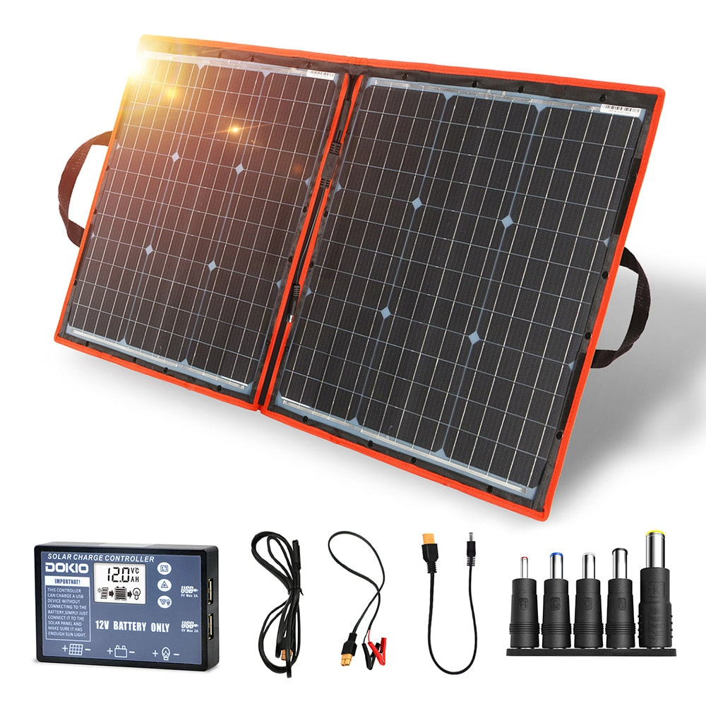 Dokio 80W Solar Panel 18V Flexible/Foldable Solar Panel USB Portable Solar Cell Kit For Boats/Outdoor Camping Solar Panel 12V