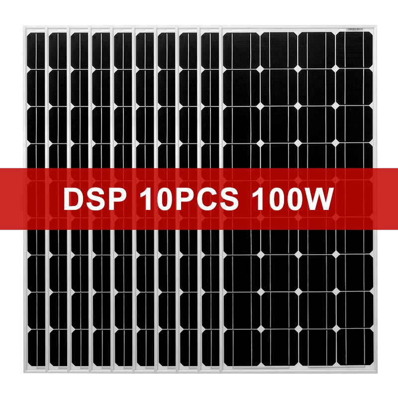 DOKIO 100W 18V Waterproof Glass Solar Panel. Combine for up to 10 for home/RV Charging 12V