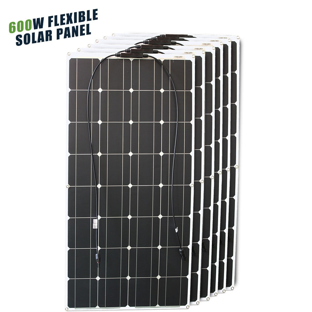 12V Flexible Solar Panel 600W 100W 200W 300W 400W 500W Bendable Waterproof Monocrystalline Best Solar Panel for RV Boat