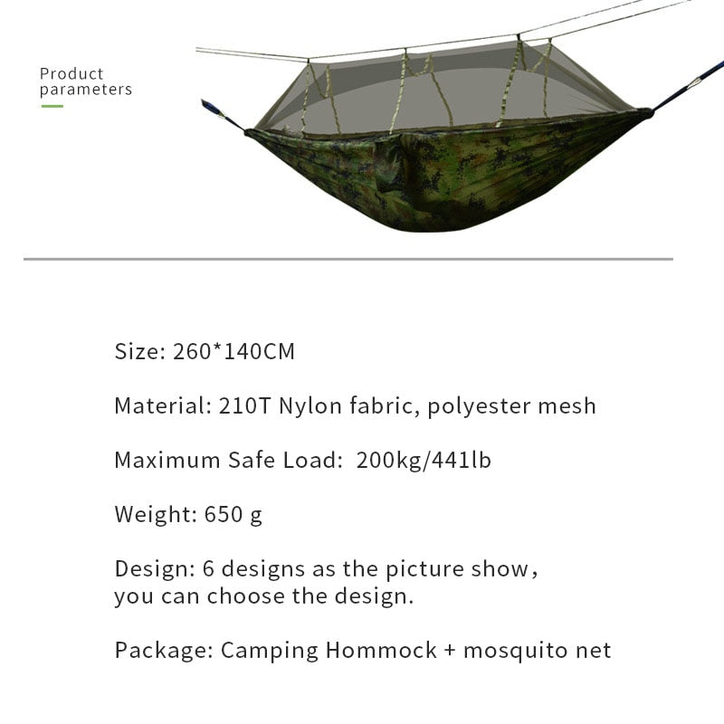 Portable Outdoor Camping Hammock 1-2 Person Swing With Mosquito Net Hanging Bed Ultralight Sleeping hammock