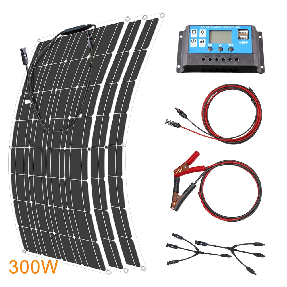 12V Flexible Solar Panel 600W 100W 200W 300W 400W 500W Bendable Waterproof Monocrystalline Best Solar Panel for RV Boat