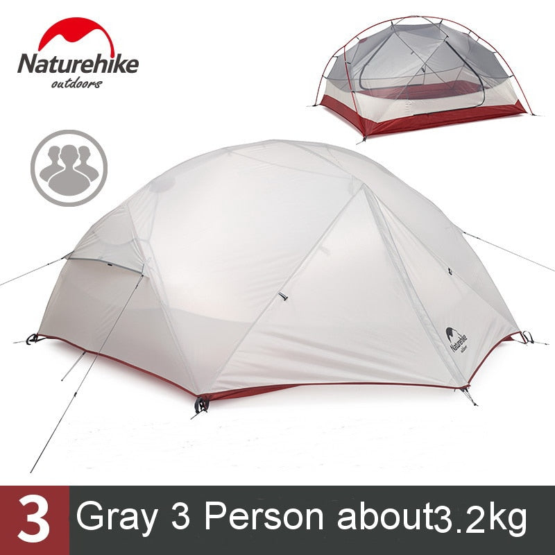 Naturehike Custom Mongar 1 2 3 People Waterproof Double Layer Outdoor Tent Aluminum Rod Gray Ultralight Single Camping Tents Mat