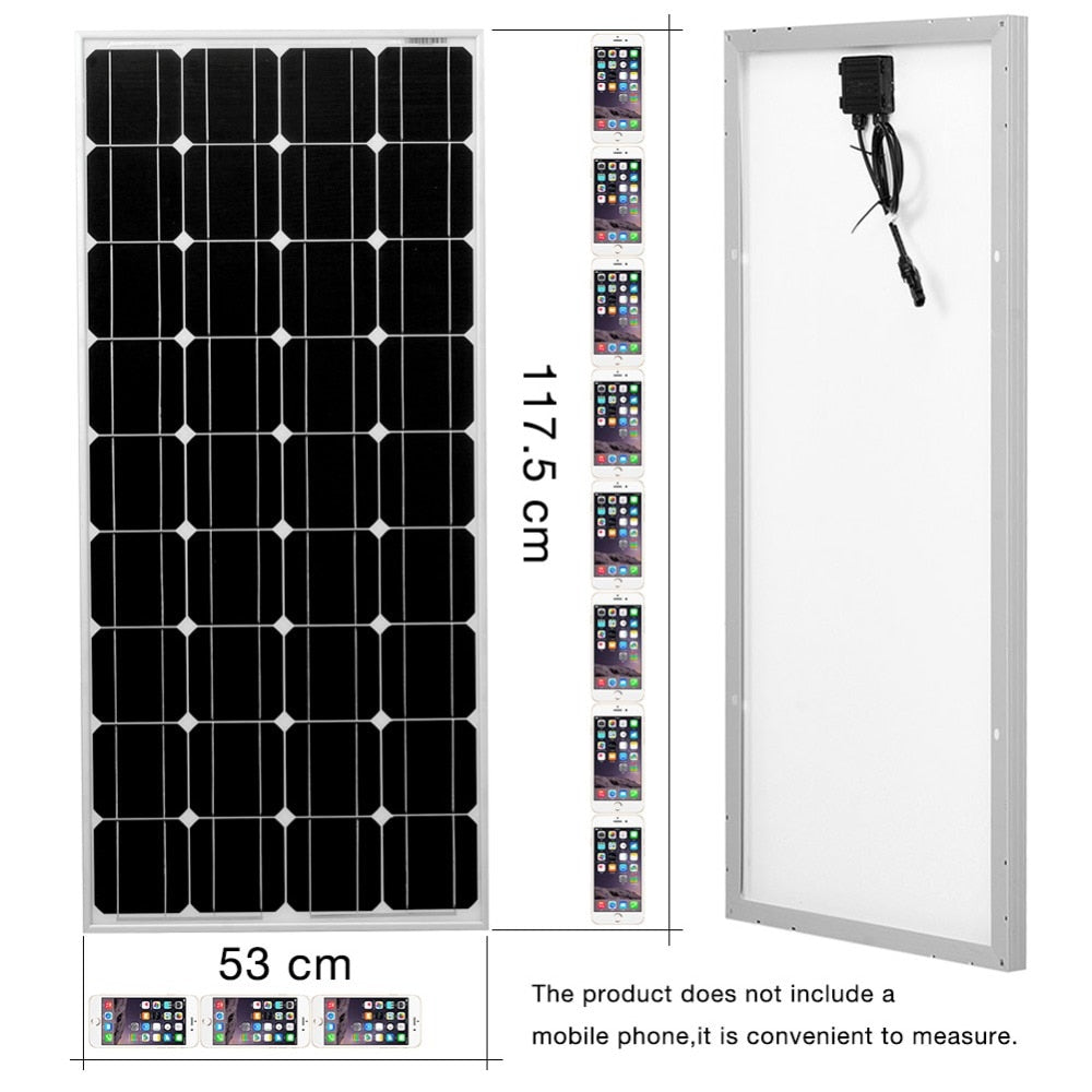 DOKIO 100W 18V Waterproof Glass Solar Panel. Combine for up to 10 for home/RV Charging 12V