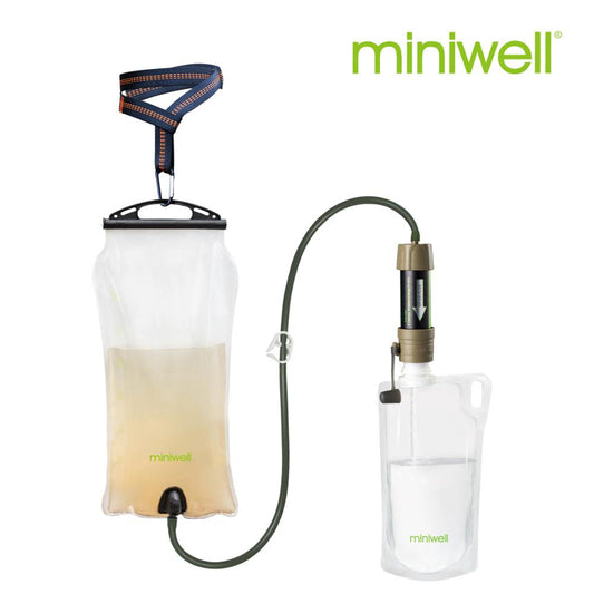 miniwell Gravity Group Water Filter System for hiking, camping, survival and travel