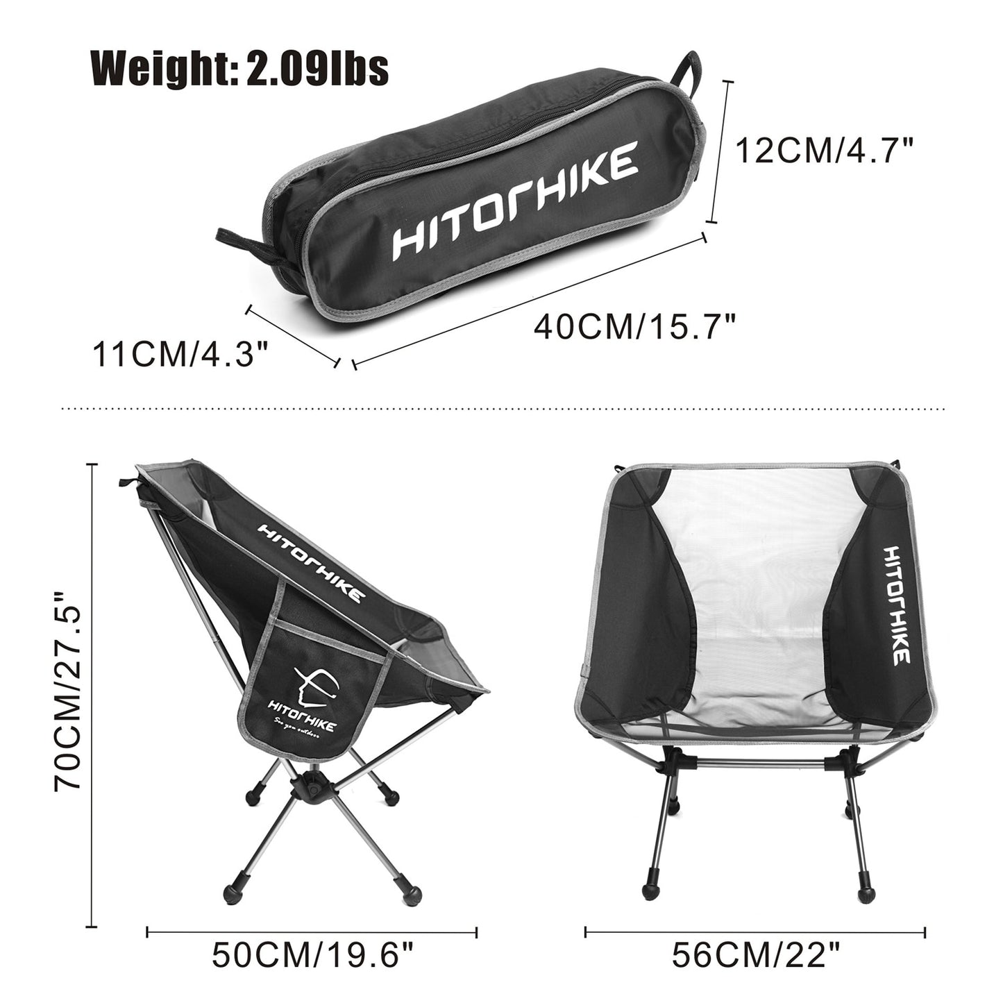 Travel Ultralight Folding Chair Superhard High Load (330 lbs.) Camping/Beach/Hiking/Picnic/Fishing Chair