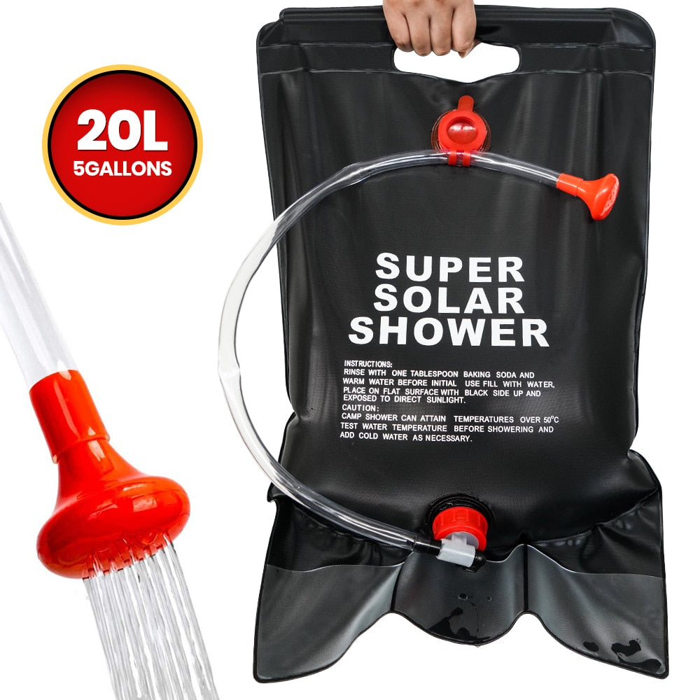 20L Portable Shower Bag with Switch Hose and Plastic Head for Washing