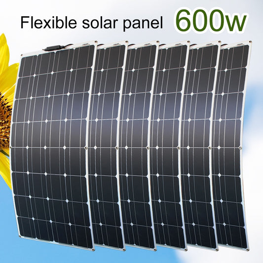 12V Flexible Solar Panel 600W 100W 200W 300W 400W 500W Bendable Waterproof Monocrystalline Best Solar Panel for RV Boat