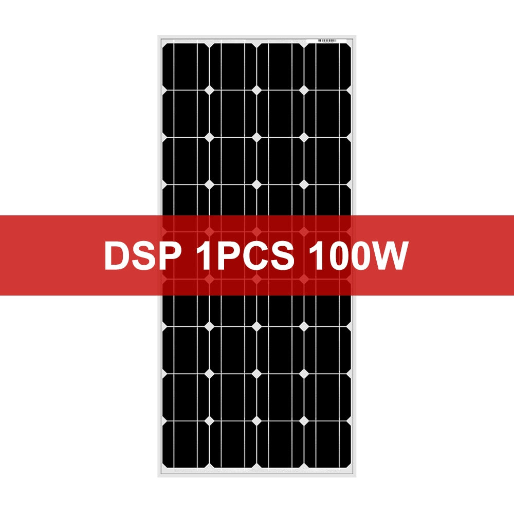 DOKIO 100W 18V Waterproof Glass Solar Panel. Combine for up to 10 for home/RV Charging 12V