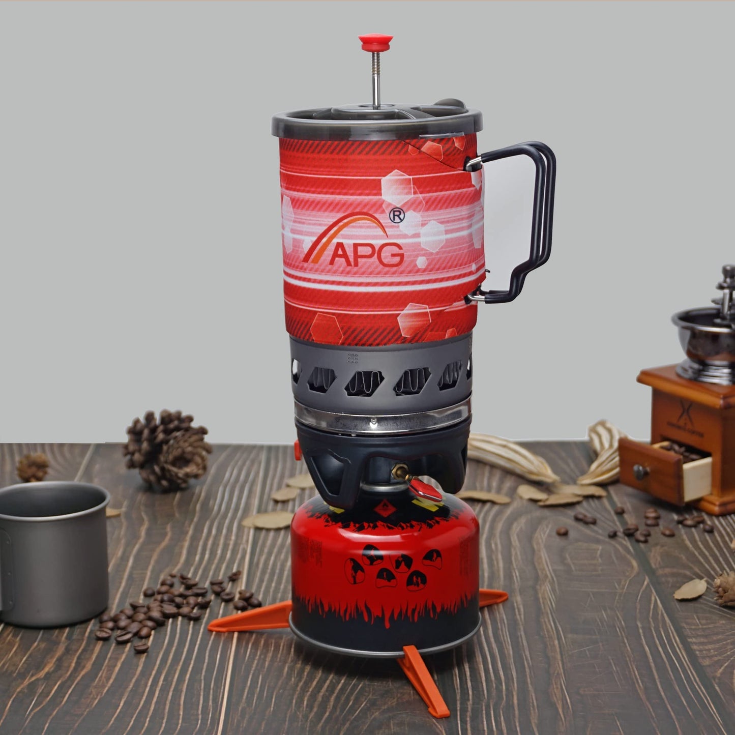 APG Outdoor Portable Cooking System Hiking Camping Stove Heat Exchanger Pot Propane Gas Burners