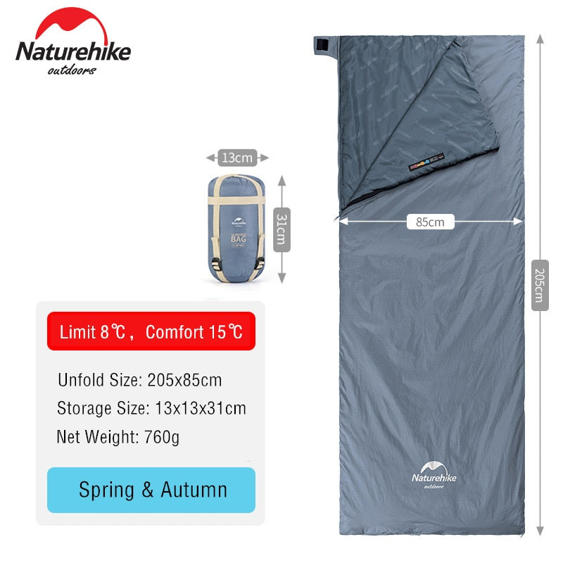 Naturehike Sleeping Bag LW180 Ultralight Waterproof Cotton Sleeping Bag Summer Hiking Camping Sleeping Bag Envelope Sleeping Bag