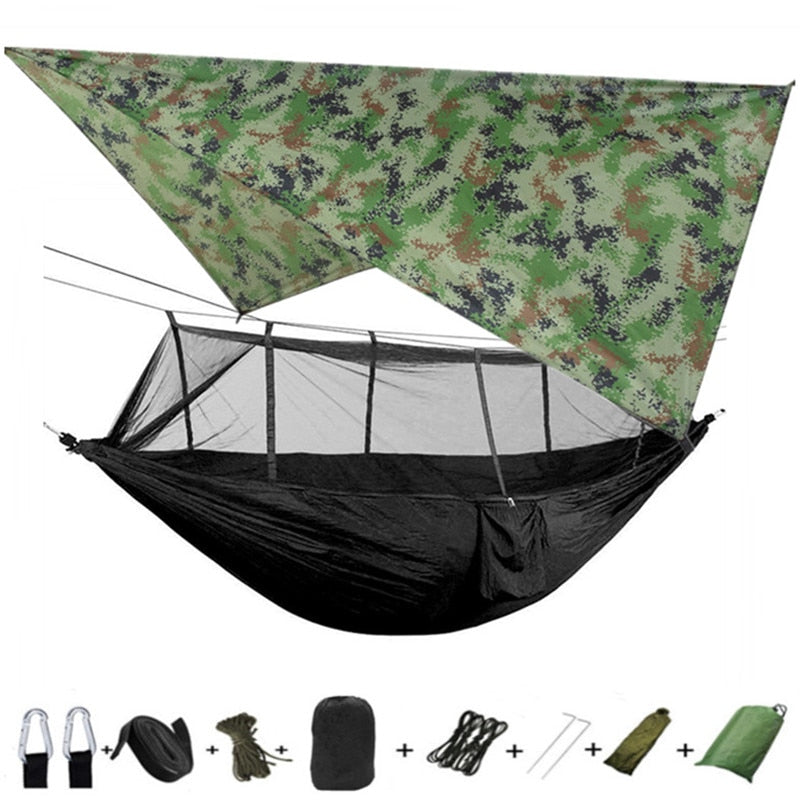 Lightweight Portable Camping Hammock and Tent Awning Rain Fly Tarp Waterproof Mosquito Net Hammock Canopy 210T Nylon Hammocks