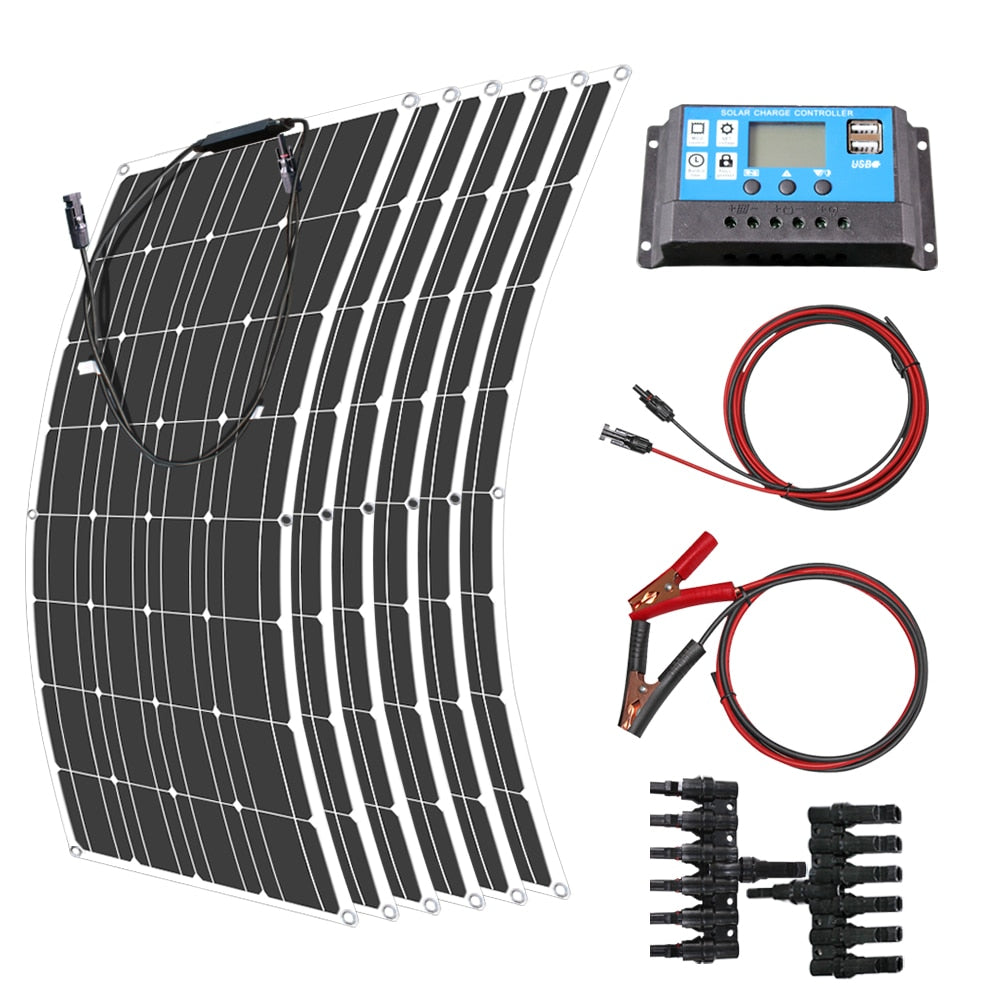 12V Flexible Solar Panel 600W 100W 200W 300W 400W 500W Bendable Waterproof Monocrystalline Best Solar Panel for RV Boat