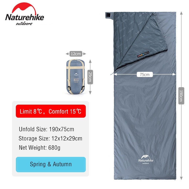 Naturehike Sleeping Bag LW180 Ultralight Waterproof Cotton Sleeping Bag Summer Hiking Camping Sleeping Bag Envelope Sleeping Bag