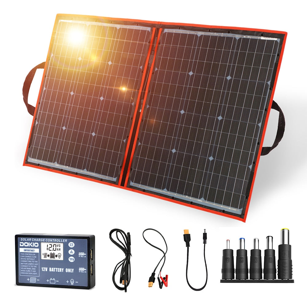 Dokio 100W 18V Flexible Foldable Solar Panels with 12V Controller