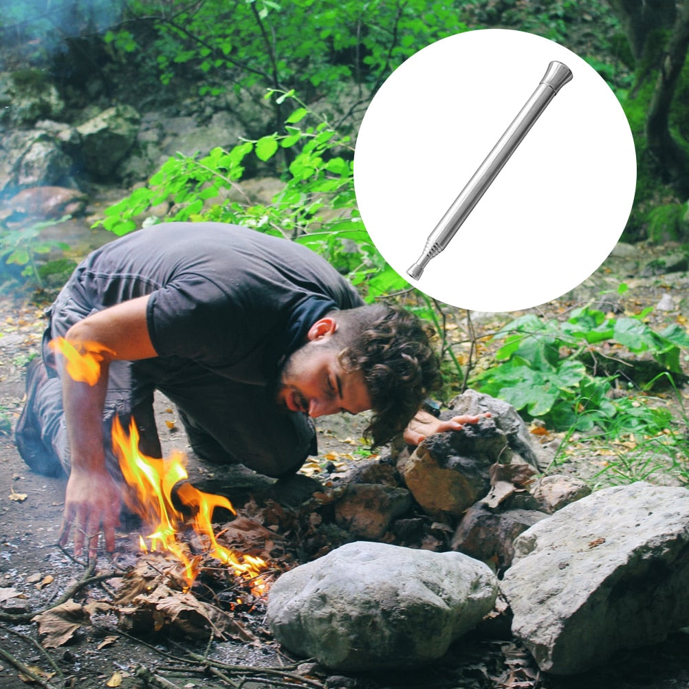 Fire Tube Blow Tool Pipe Camping Blower Collapsible Campfire Bellows Outdoor Telescopic Bellowing Survival Starter Pocket Gear